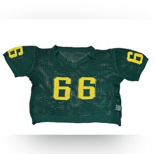 Green & Yellow Mesh Football Jersey Knit Top - Women’s Size Medium